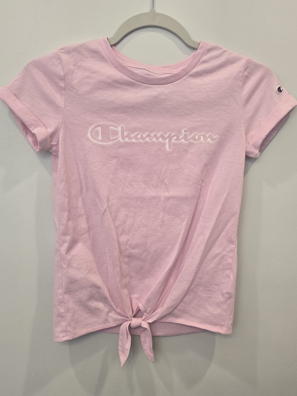 Champion Girls' Pink Tie-Front Logo Tee